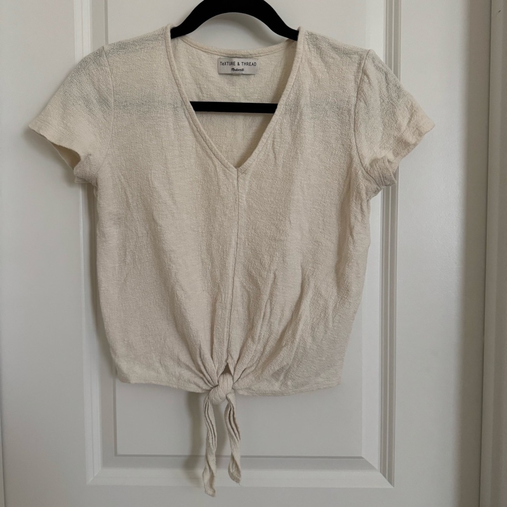 Texture & Thread Madewell Cream Tie-Front Crop Top, XS